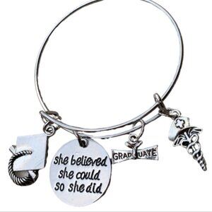 Nurse Graduation Charm Bracelet, Nursing Jewelry, Nursing Graduation Gift - Cap